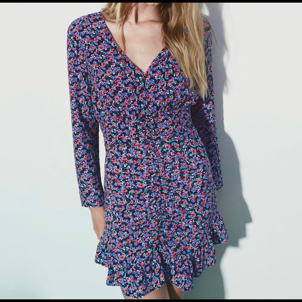 ZARA FLORAL PRINT DRESS MULTICOLORED - Picture 6 of 10